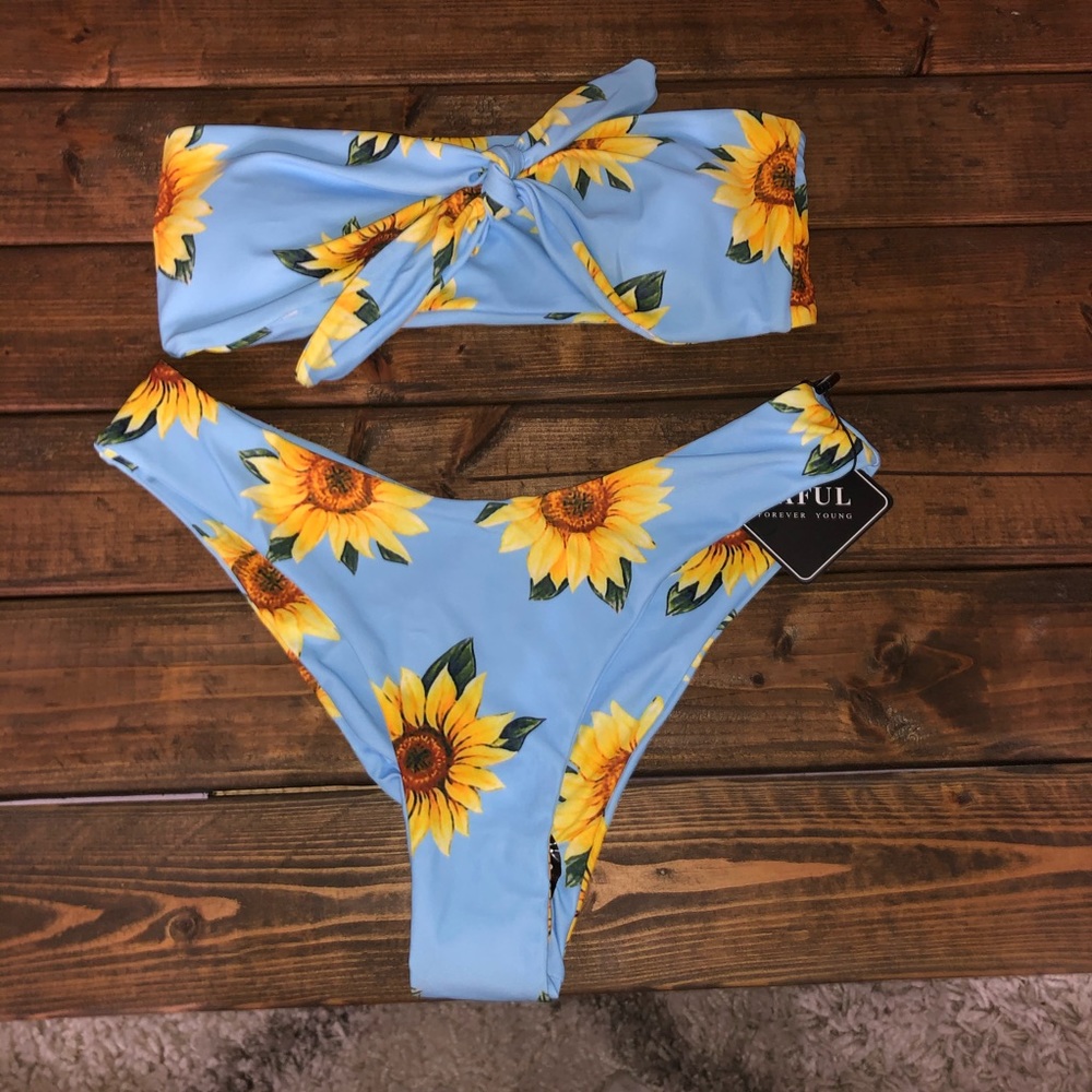 Blue sunflower bikini zaful small